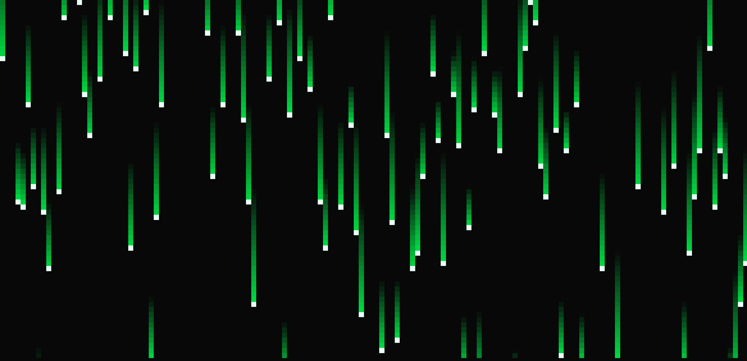 The Matrix falling columns demo in a checkbox grid